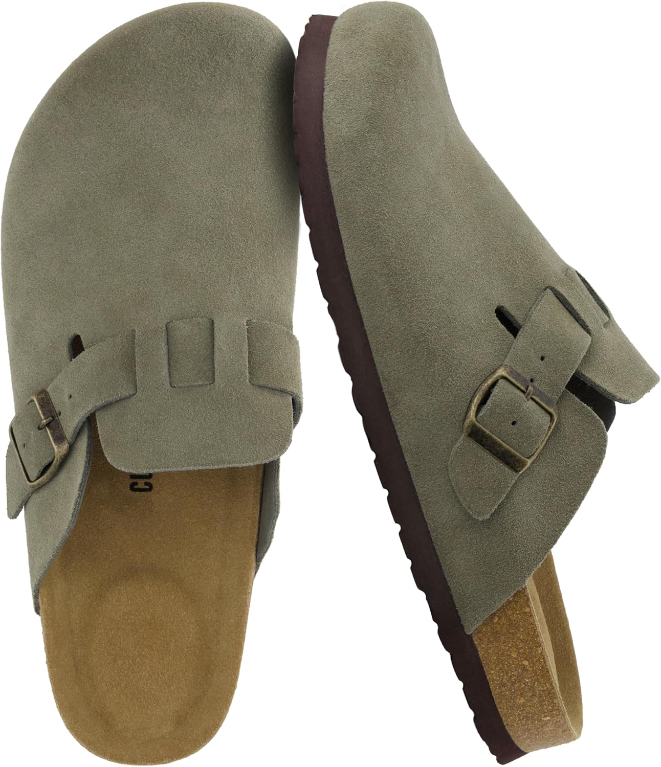 CUSHIONAIRE Haze Genuine Suede Leather Mens Clogs for Comfort