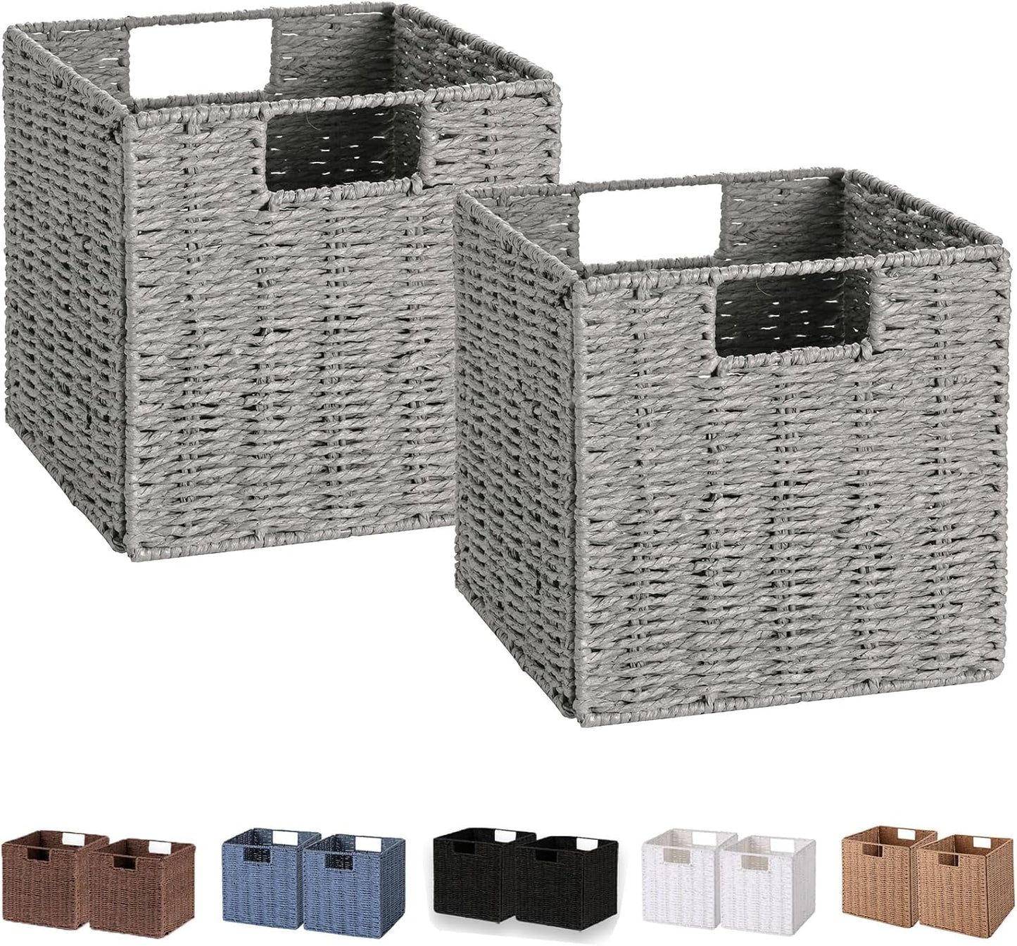 Vagusicc Hand-Woven Paper Rope Storage Baskets for Organizing