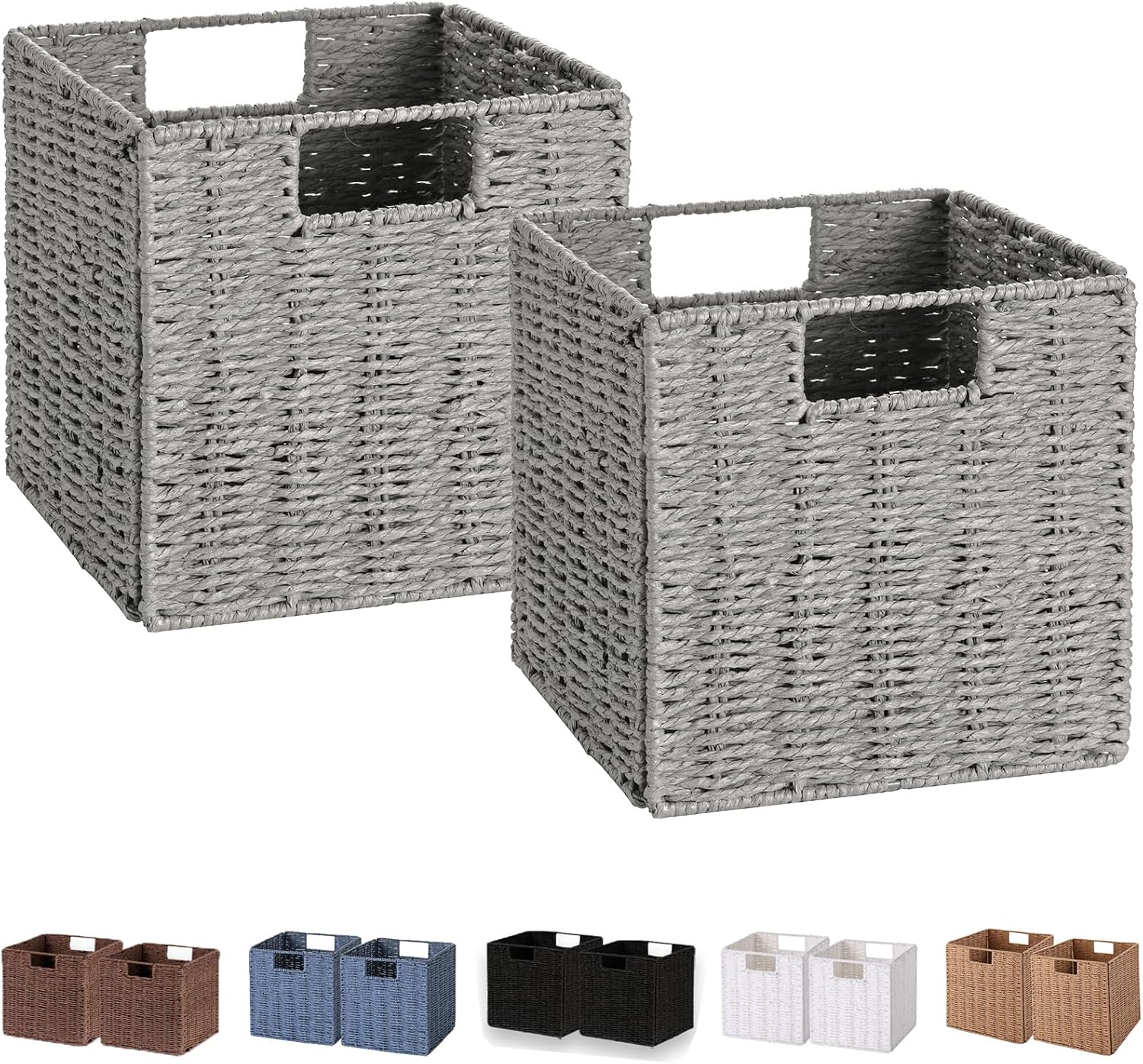 Vagusicc Hand-Woven Paper Rope Storage Baskets for Organizing