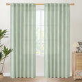 YoungsTex Sage Green Curtains 80 in Length - Semi Sheer Linen Drapes