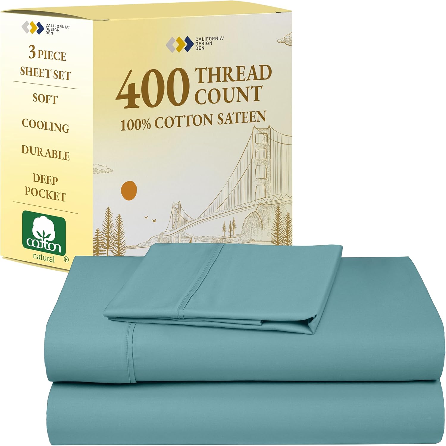 California Design Den Twin Sheets Set - Soft 400 Thread Count