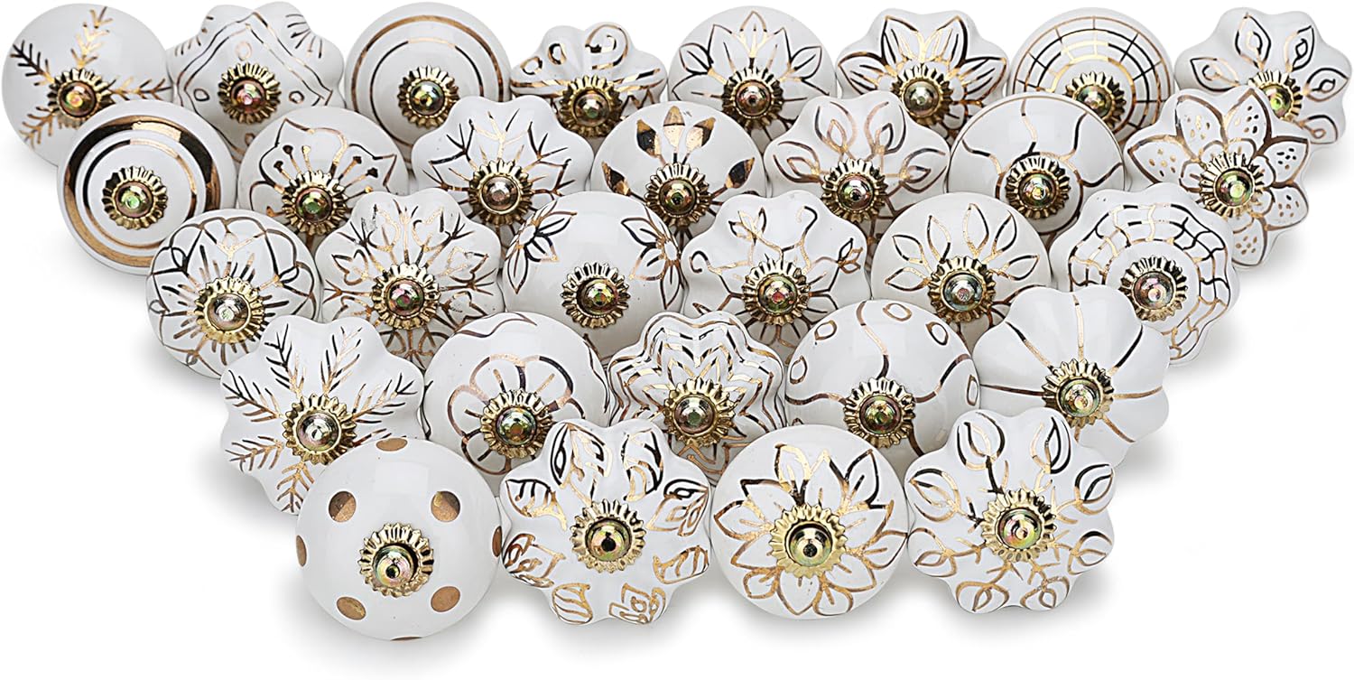 Craft Trade Ceramic Knobs for Kitchen Cabinets - Vintage Style