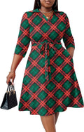 FANDEE Plus Size Midi Dress for Women - V Neck Floral Print Midi