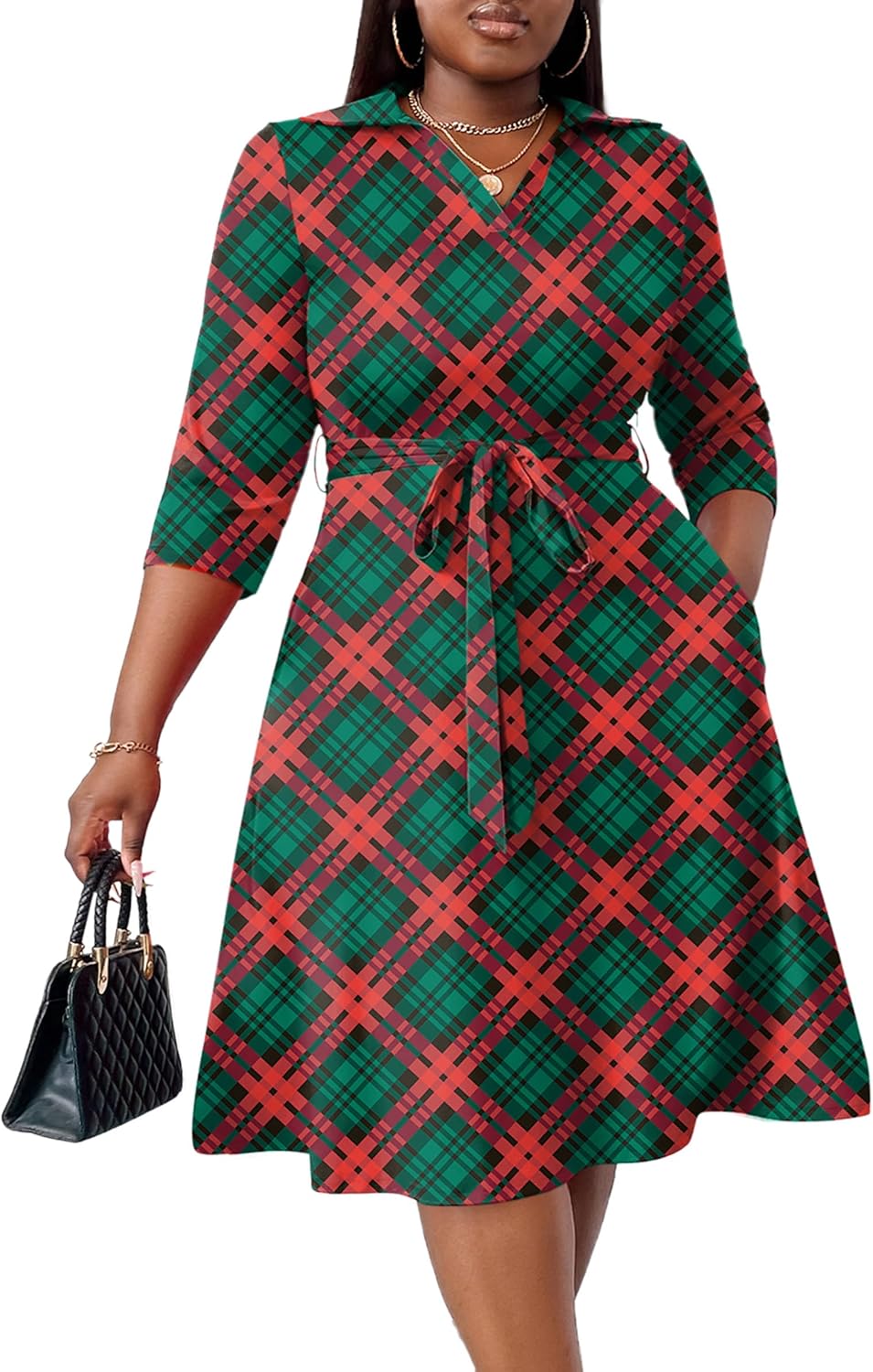 Plus Size Midi Dress for Women - Elegant Summer Cocktail Wear