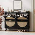 Maupvit Large Rattan Shoe Storage Cabinet with 4 Flip Drawers - Narrow