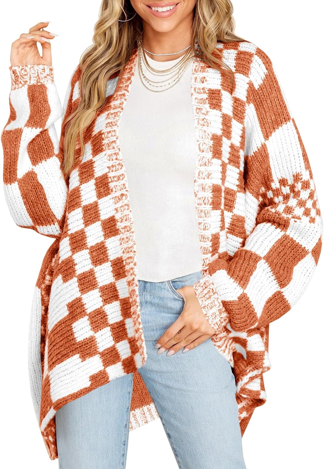 Stylish Oversized Checkered Cardigan for Women by Saodimallsu