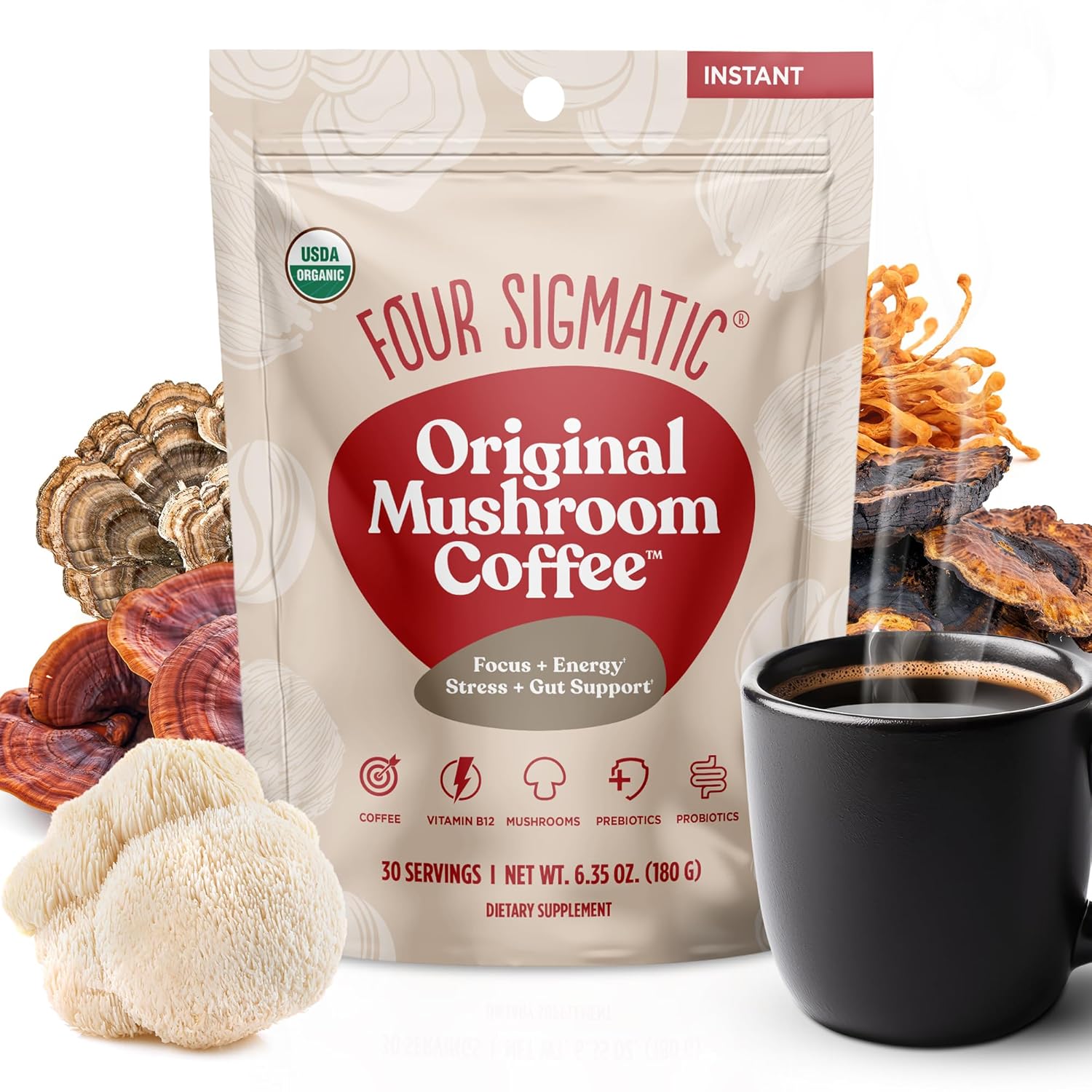 Four Sigmatic Original Mushroom Coffee for Energy and Focus