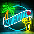 Beer Neon Sign for Wall Decor - Dimmable Blue LED Man Cave Light