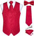 DiBanGu Men's Silk Paisley Vest and Necktie Set for Weddings