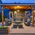 8 Piece Outdoor Patio Conversation Set with 41in Propane Fire Pit