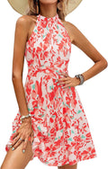 OUGES Women's Halter Neck Floral Summer Casual Sundress (Style W4W6)