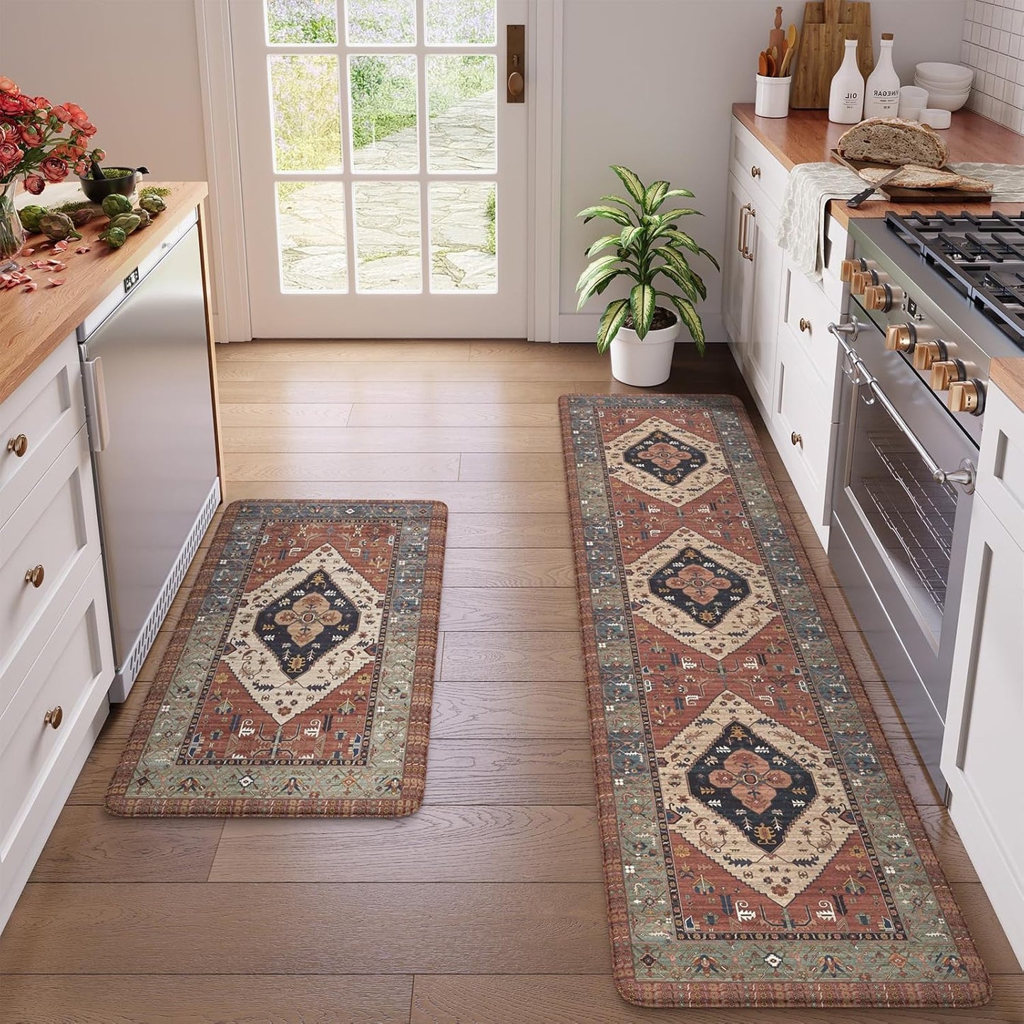 KIMODE Anti Fatigue Kitchen Mats for Floor 2 Piece Set