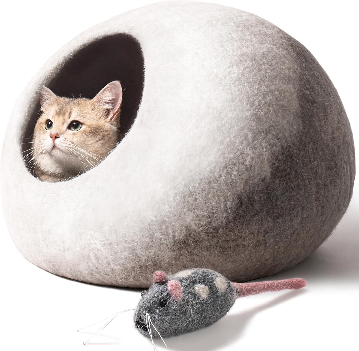Handmade Wool Cat Cave Bed for Indoor Cats and Kittens