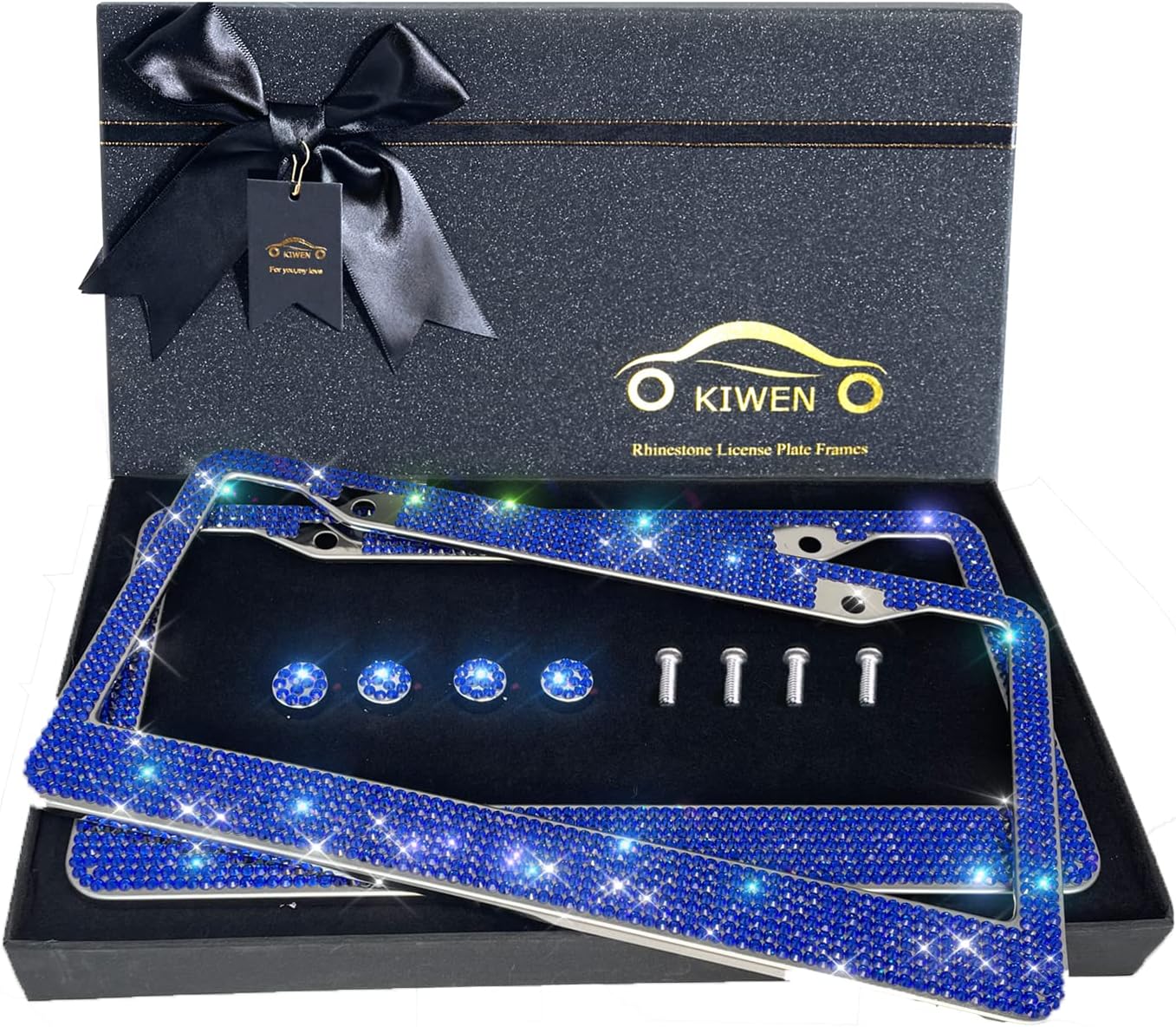 Bling License Plate Frames with Rhinestones for Women Gifts