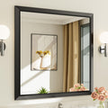 36x36 in Black Bathroom Mirror for Wall - Thick Metal Frame