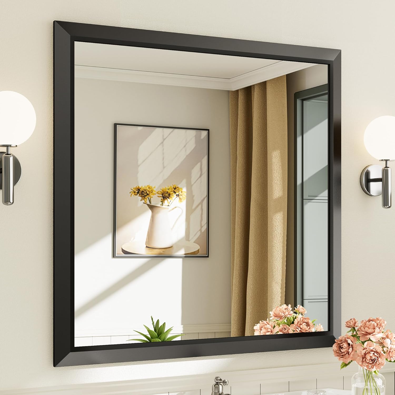 36x36 Inch Black Bathroom Mirror for Wall - Stylish and Durable