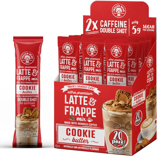 Cookie Butter Frappe & Latte Mix - Double Caffeine, Low Sugar - 20 Sticks