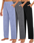 Women's Wide Leg Lounge Pants 3 Pack - Soft Cozy Joggers