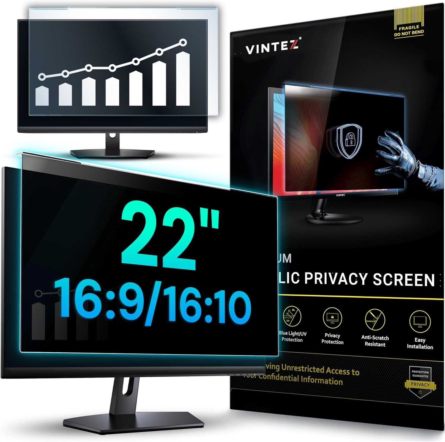 Acrylic 22 Inch Computer Privacy Screen Filter for Widescreen Monitors