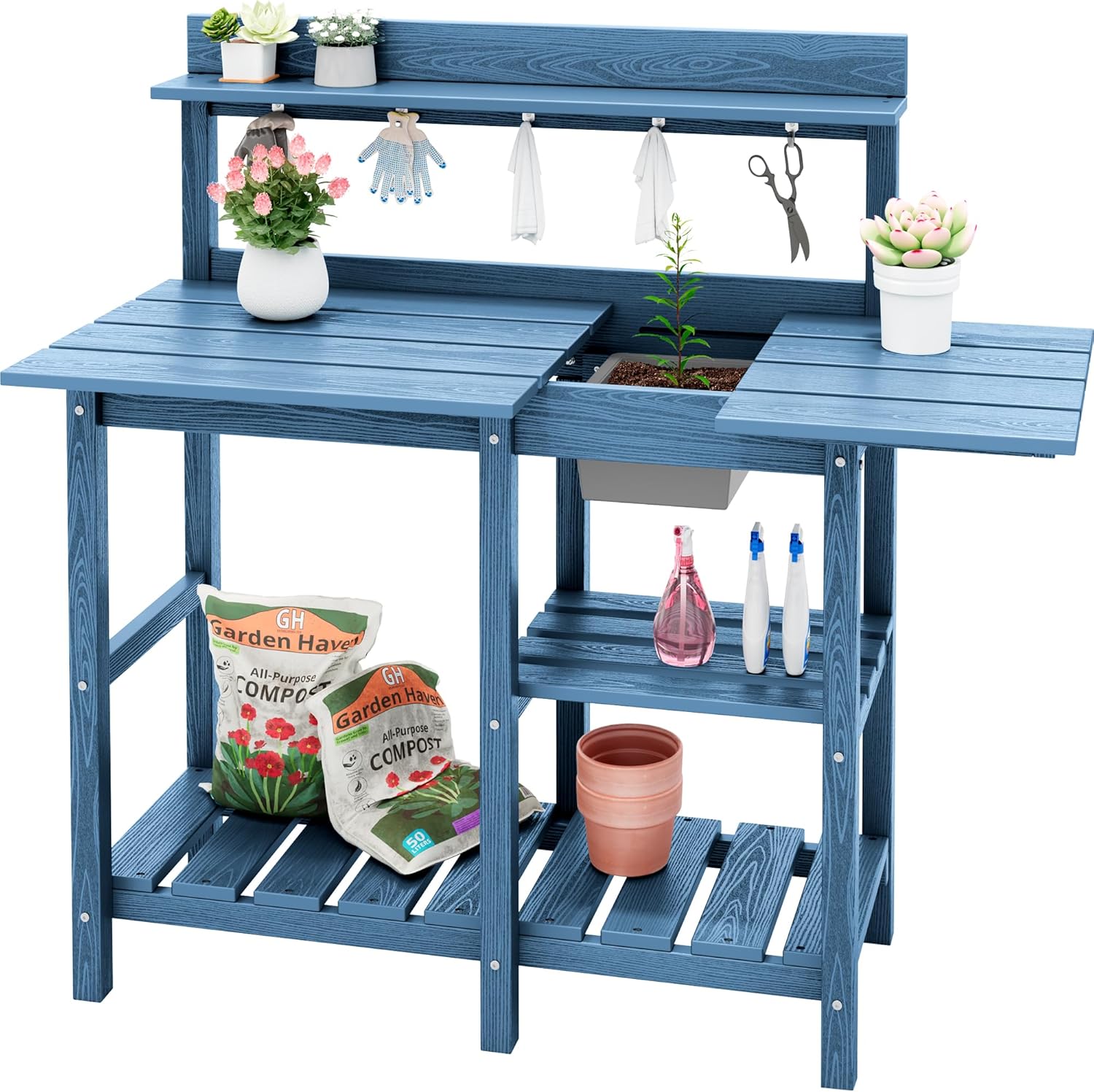 SERWALL Outdoor Potting Bench with Removable Sink for Gardening