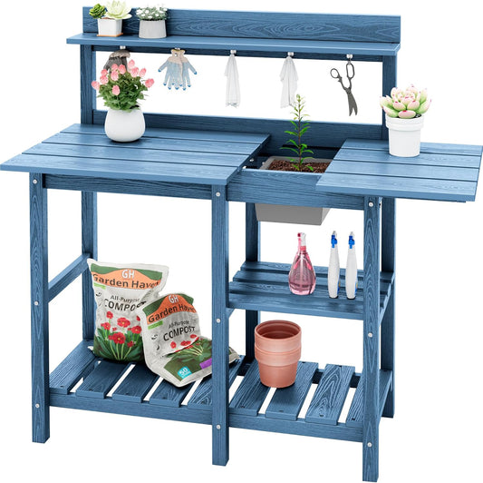 SERWALL Outdoor Potting Bench with Removable Sink for Gardening