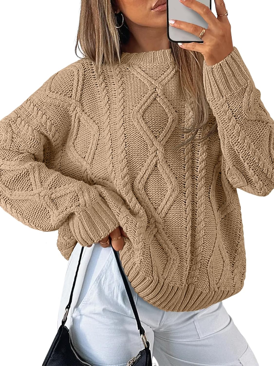 Trendy Queen Women's Oversized Cable Knit Crewneck Sweater Review