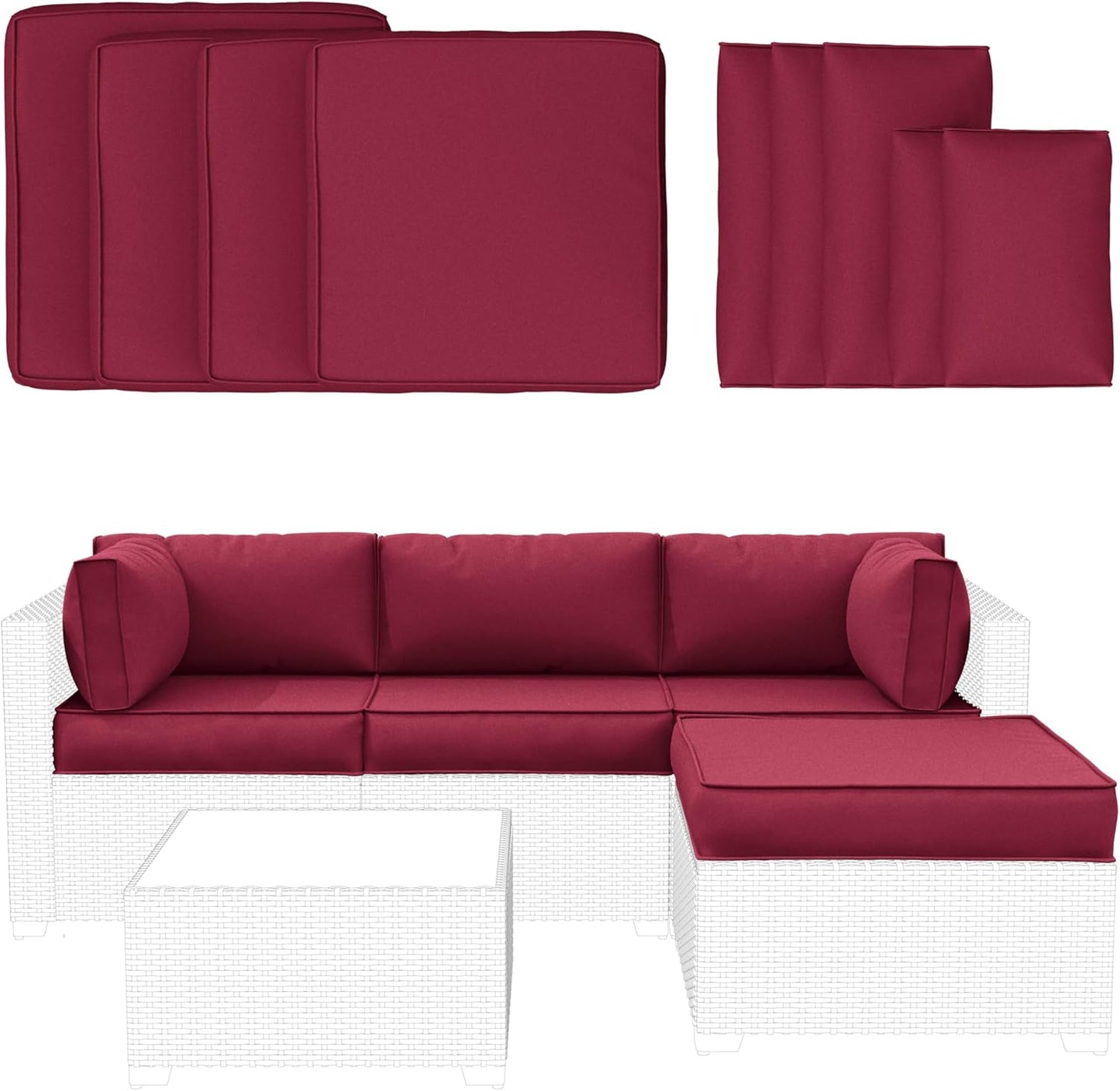 Snubbull 9 Pcs Outdoor Patio Furniture Cushions Covers