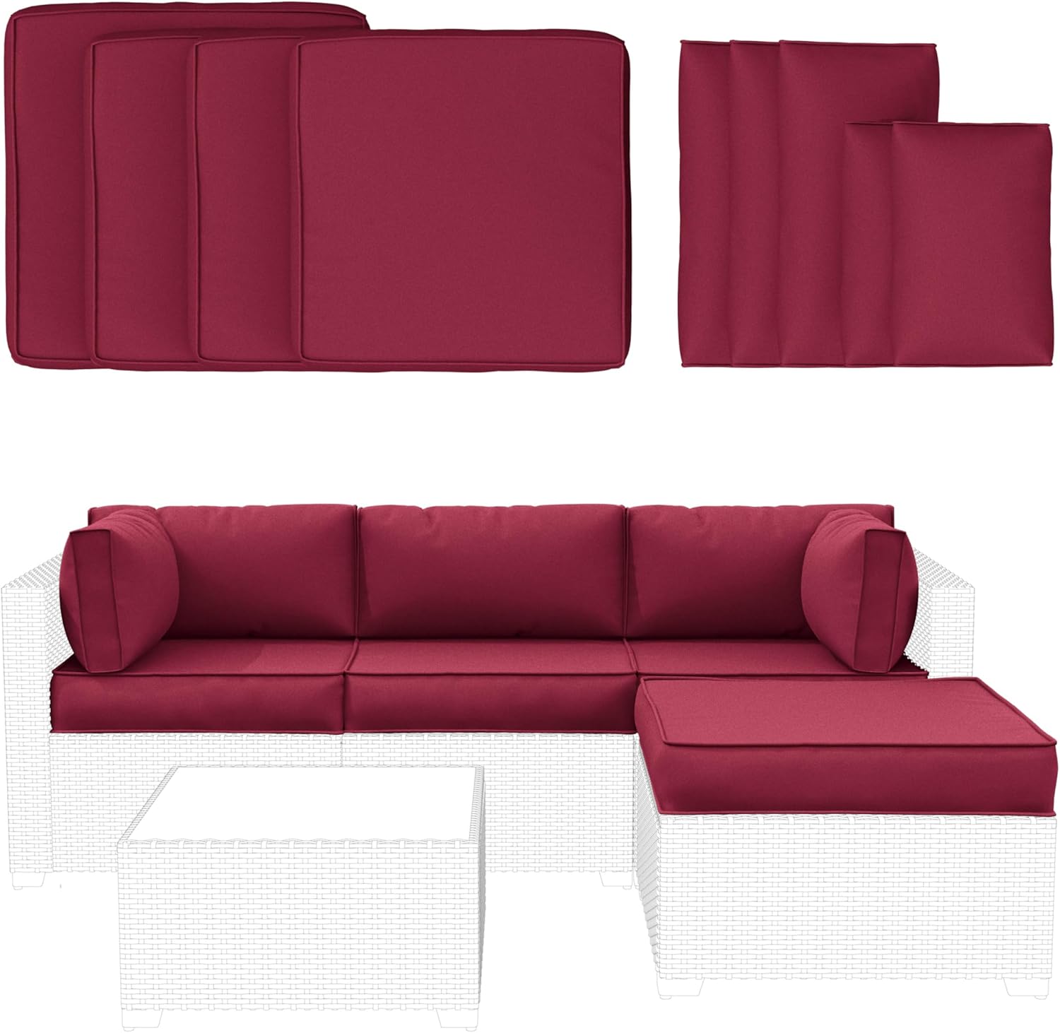 Snubbull 9 Pcs Outdoor Patio Furniture Cushions Covers