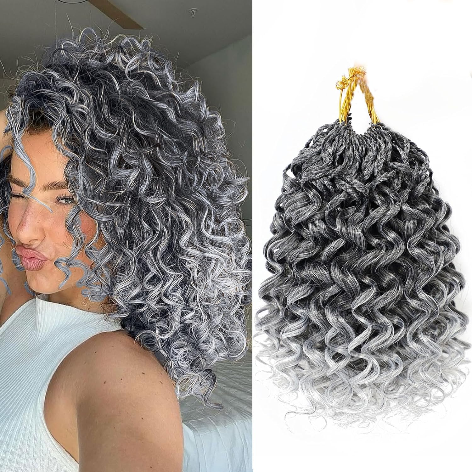 7 Packs Gogo Curl Grey Crochet Hair for Stunning Styles