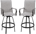 Vongrasig 2 Piece Patio Swivel Bar Chairs - 360 High Swivel Outdoor
