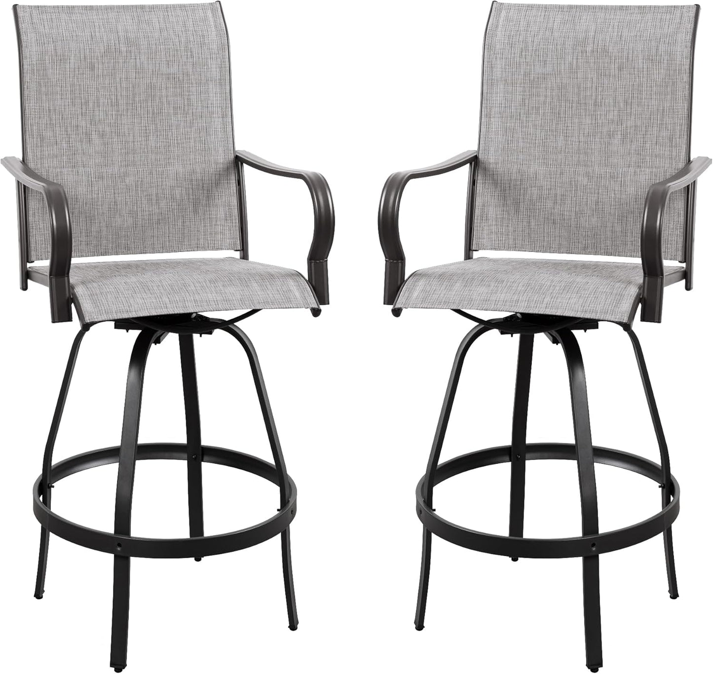 Vongrasig 2 Piece Patio Swivel Bar Chairs for Outdoor Spaces