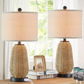 Touch Control Rattan Table Lamps with USB Ports for Bedroom