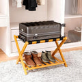 Fully Assembled Bamboo Luggage Racks - Foldable Suitcase Stand
