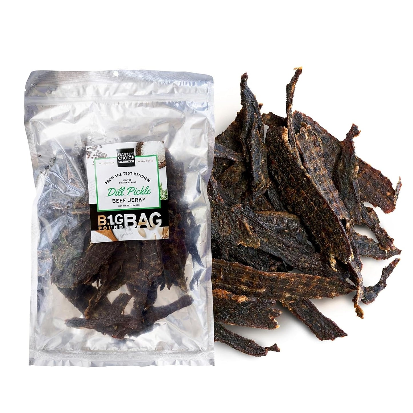 Peoples Choice Beef Jerky Dill Pickle Flavor 1 Pound Bag