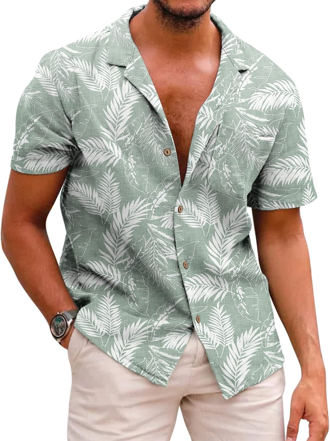 COOFANDY Mens Hawaiian Shirt Short Sleeve Casual Floral Style