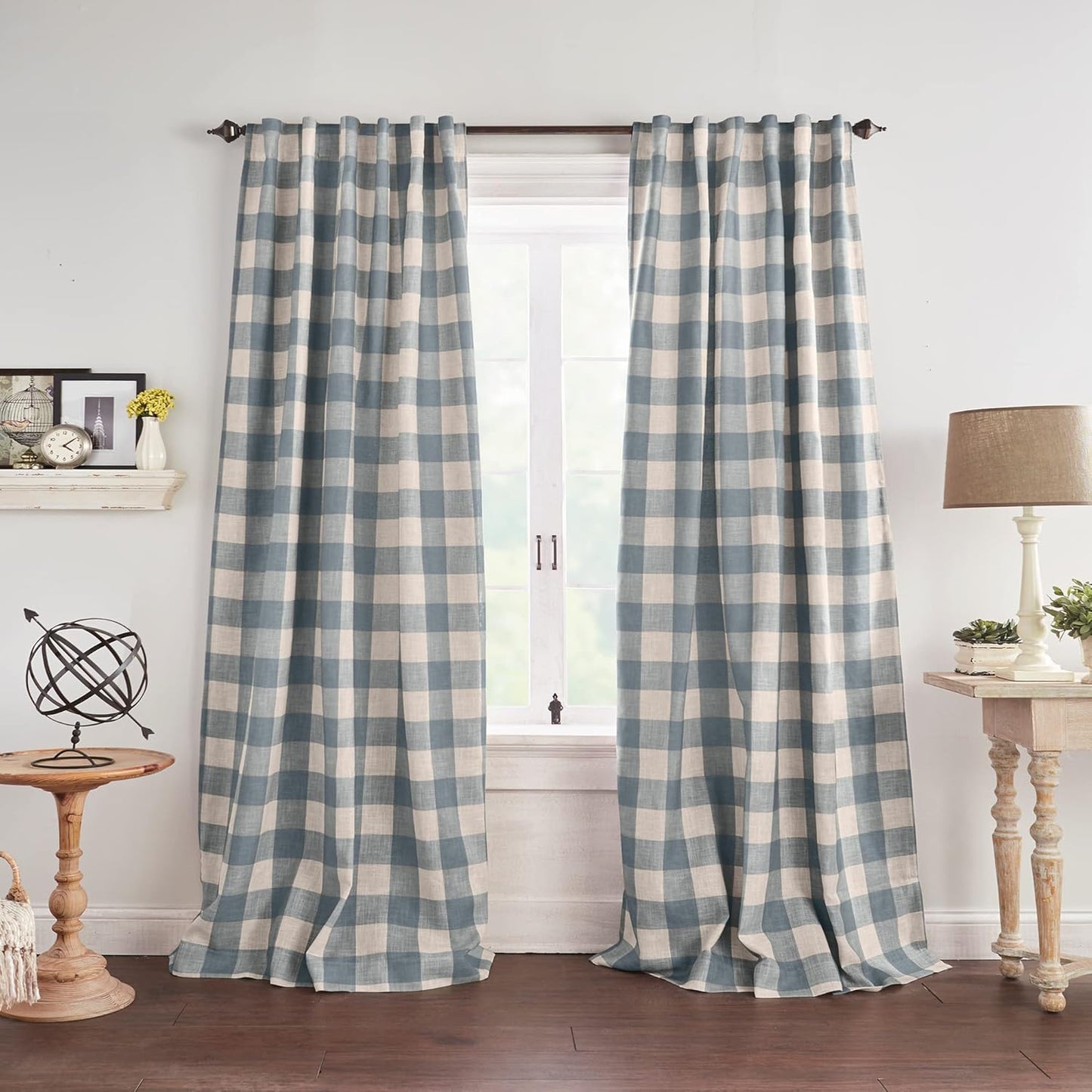 Farmhouse Chic Blackout Curtain, Rod Pocket, 52x84, Chambray