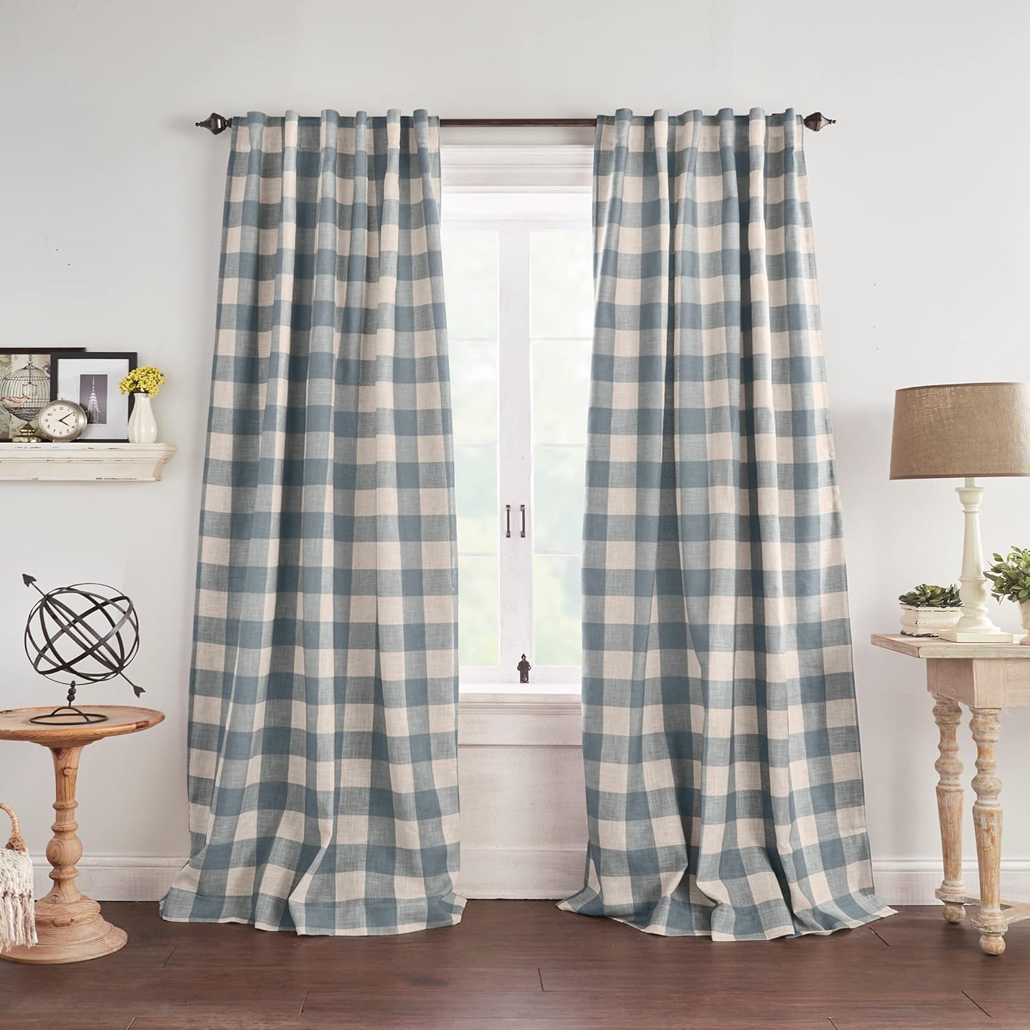 Farmhouse Chic Blackout Curtain, Rod Pocket, 52x84, Chambray