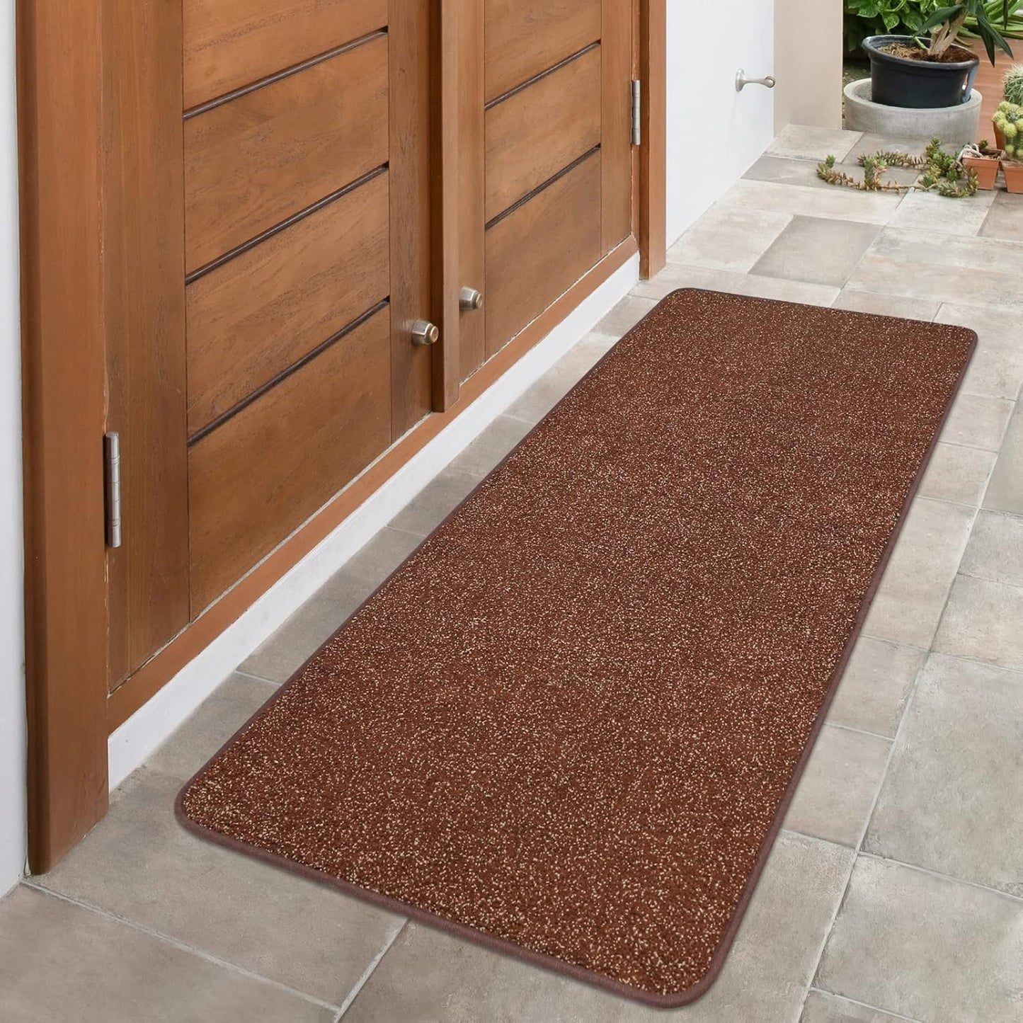 LINLA Camel Coffee Doormat - Super Absorbent Mud Mat 24x59 in