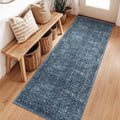 Navy Blue Runner for Hallway 2x6 - Low Pile Washable Kitchen Runner