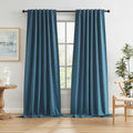 Back Tab Pleated Full Blackout Curtains 102in Long - Blue Denim