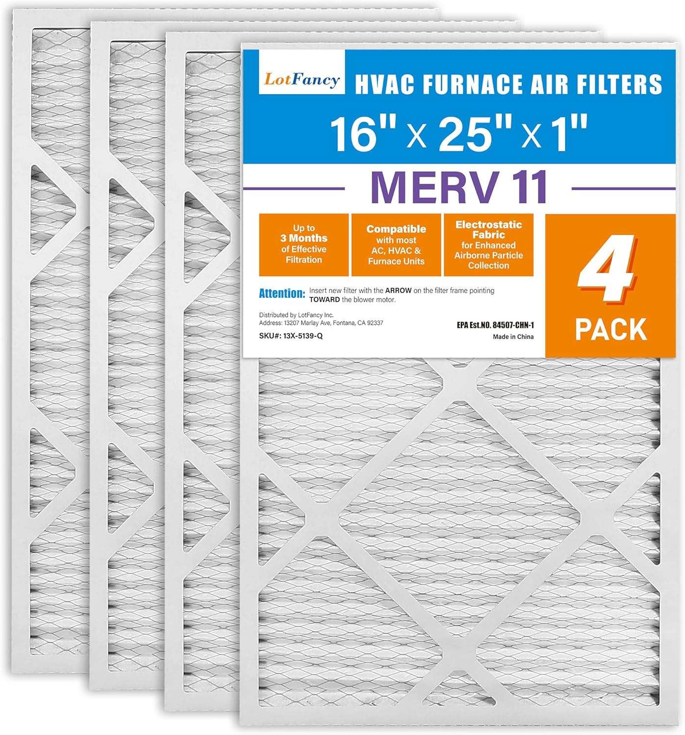 LotFancy 16x25x1 Air Filter MERV 11 for Pet Smoke Defense