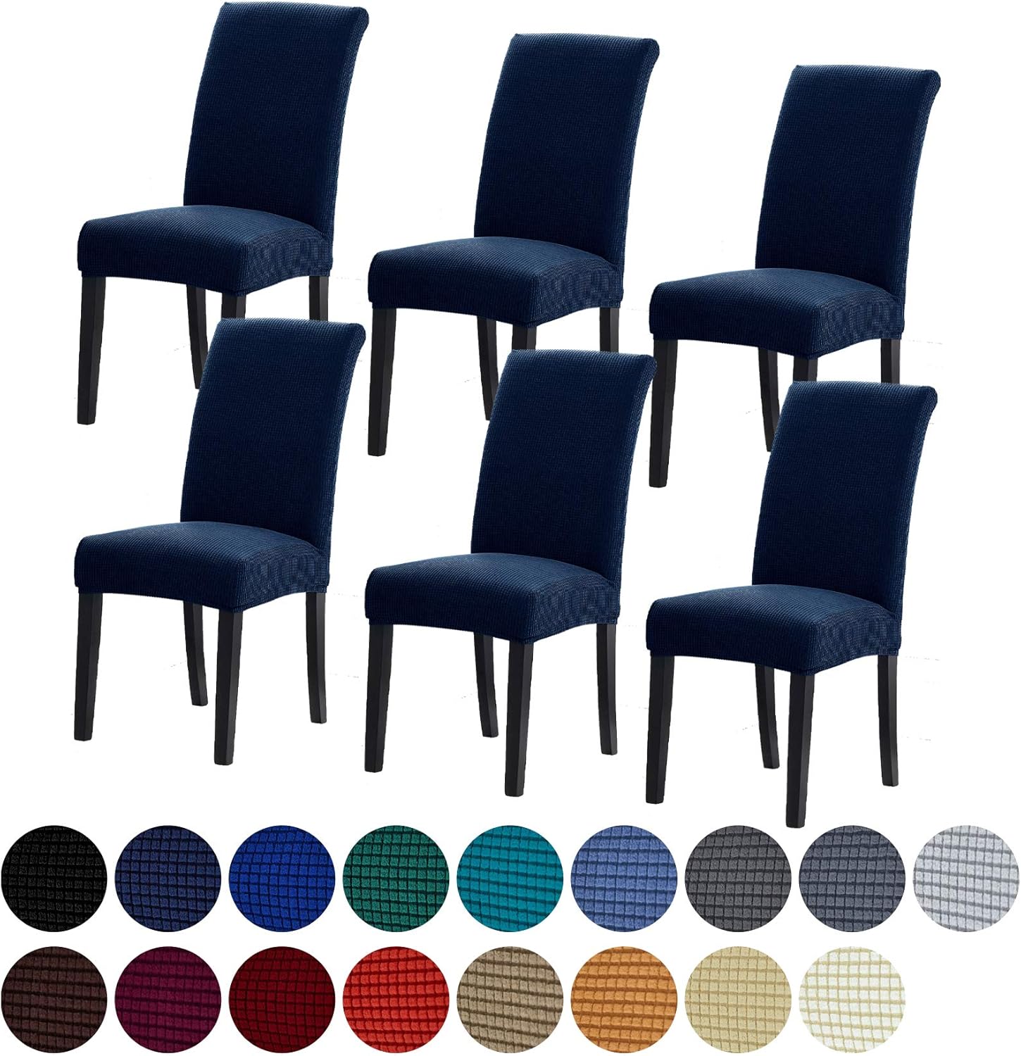 Howhic Stretch Chair Covers for Dining Room Set of 6, Navy