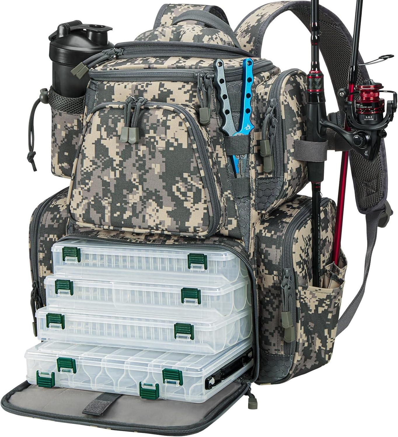 Piscifun Large Tackle Backpack with Rain Cover