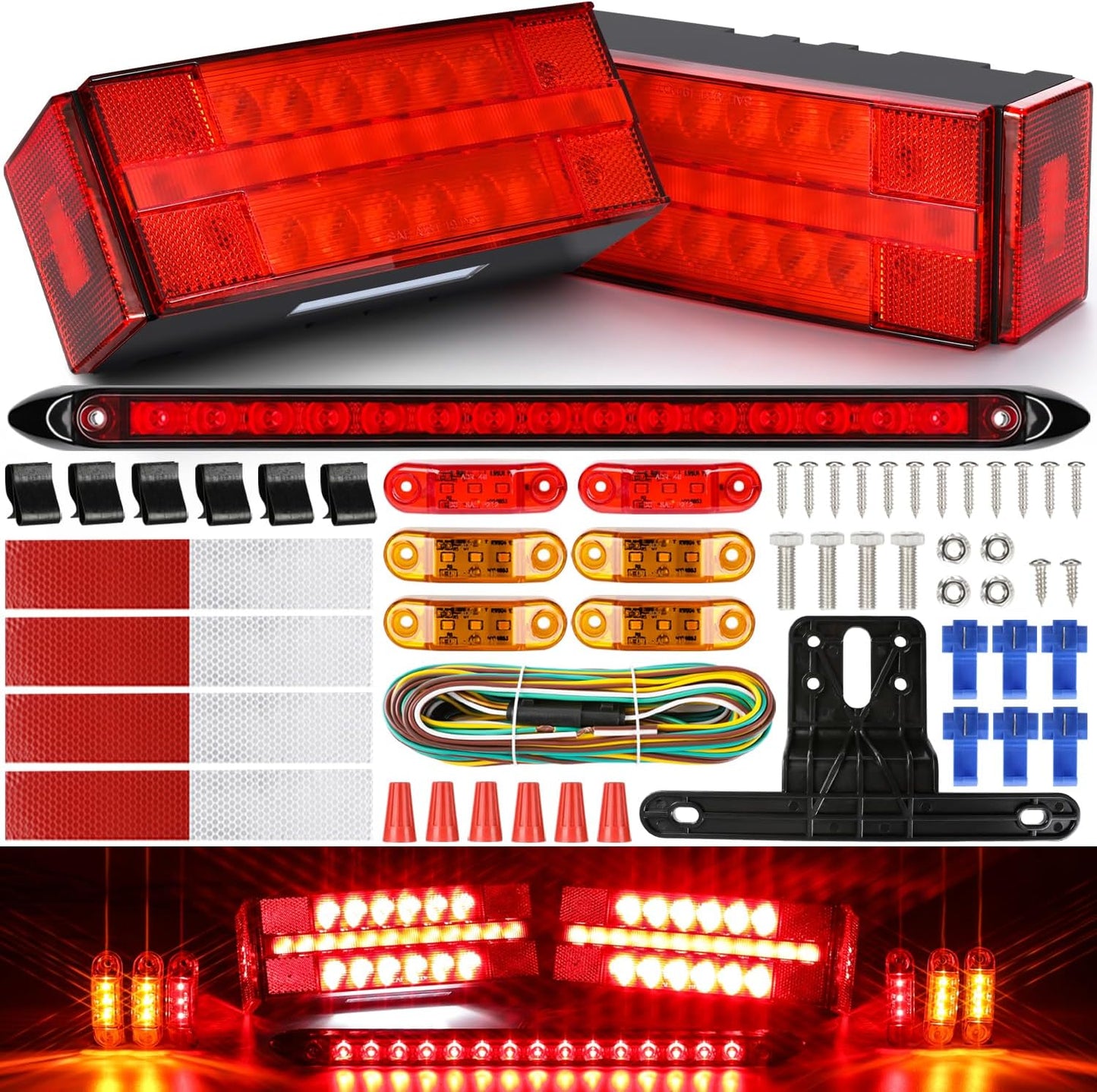 LINKITOM LED Submersible Trailer Tail Light Kit for Boats