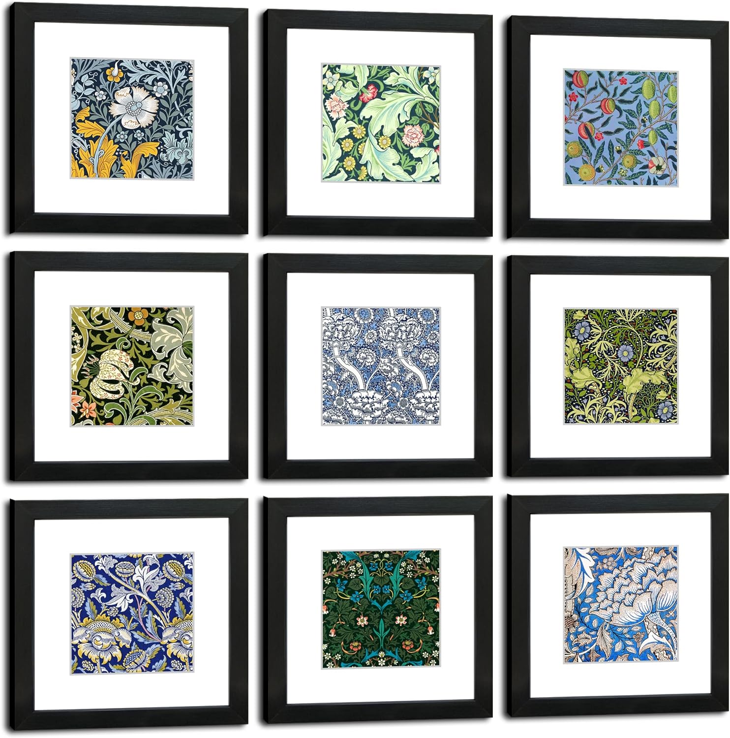 8x8 Picture Frame Set of 9 for 5x5 or 8x8 Photos in Black