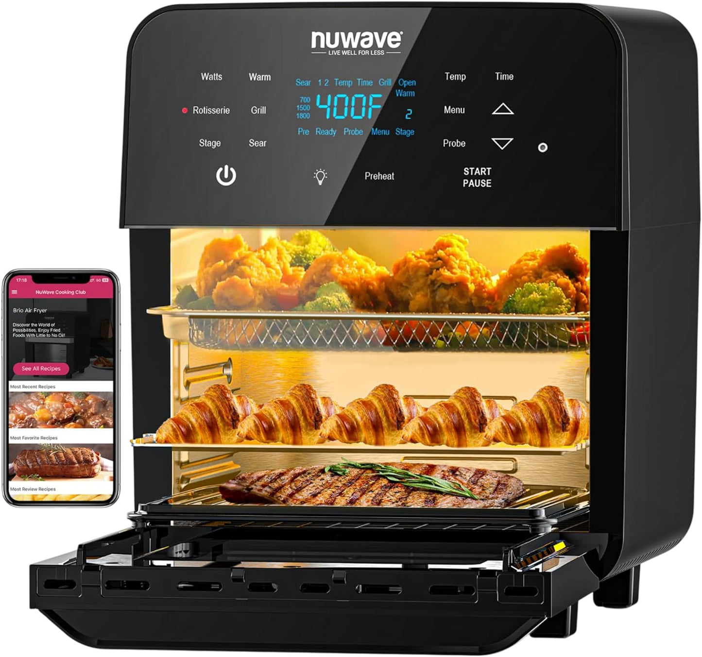 Nuwave 15.5Qt Air Fryer: X-Large, 1800W Power, 100 Presets