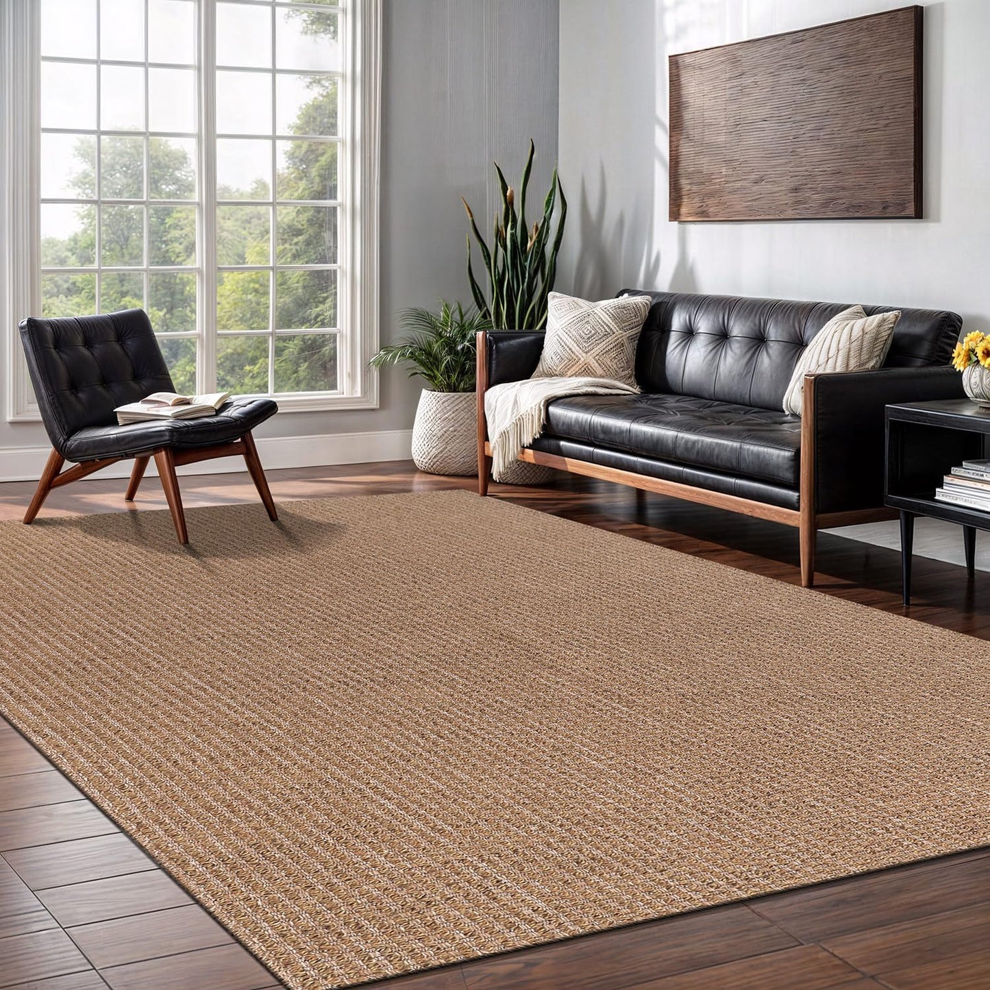 Natural Jute Rug 9x12 for Indoor and Outdoor Use - Easy Clean