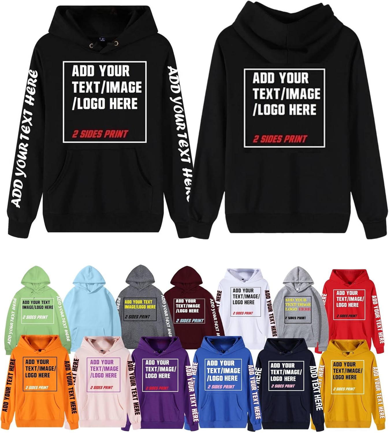 Custom Text & Picture Hoodie for Men & Women