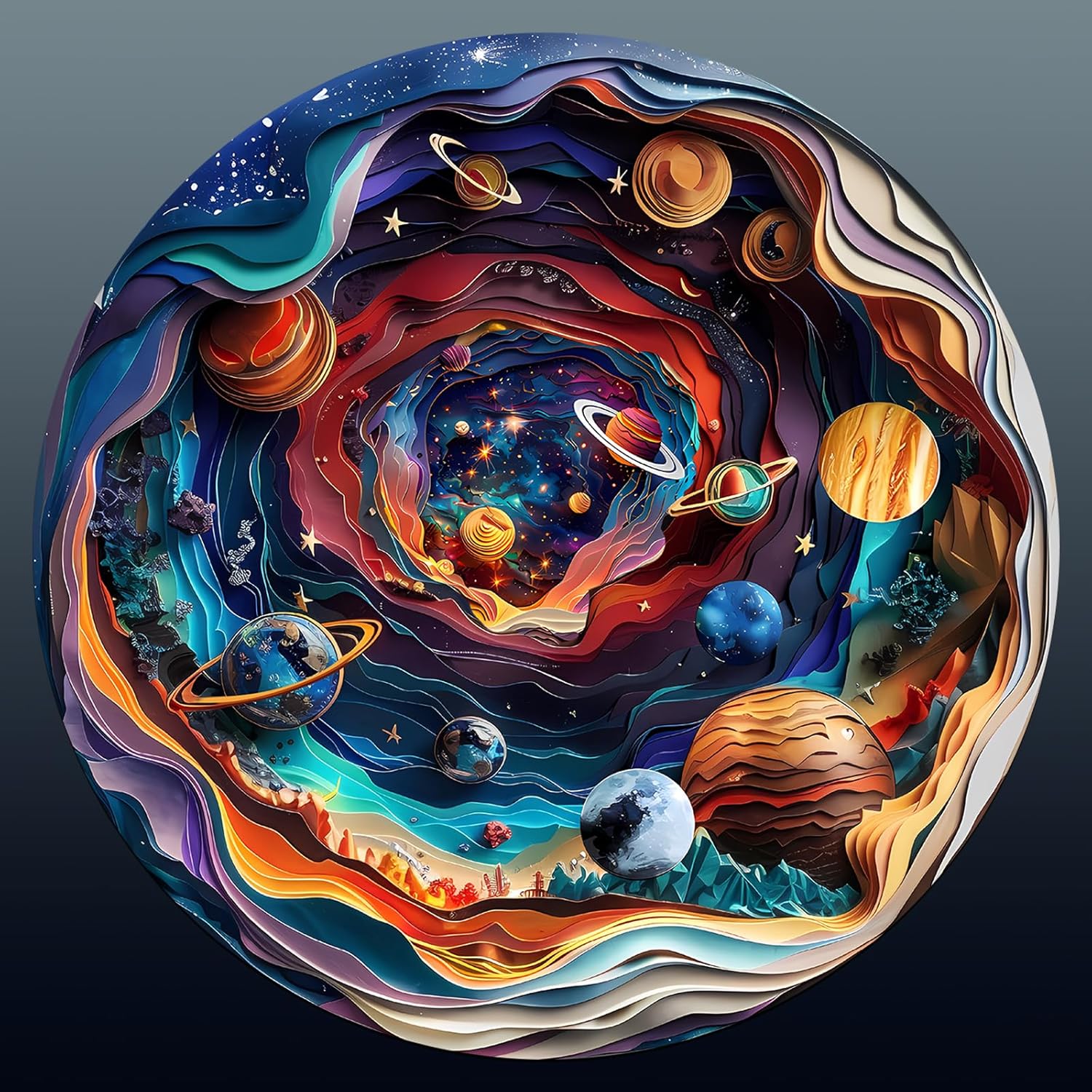 Unique 3D Universe Wooden Puzzle for Adults and Kids Gift