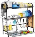 Over The Sink Dish Drying Rack 3-Tier Stainless Steel - Large Capacity